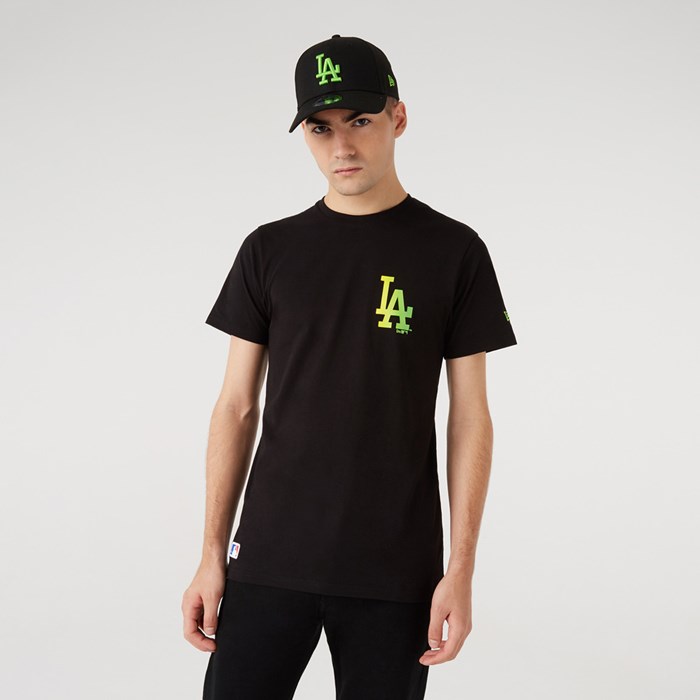 LA Dodgers MLB Neon Miesten T-paita Mustat - New Era Vaatteet Verkossa FI-876425
